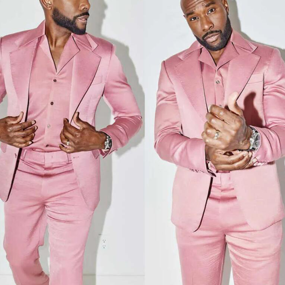 Men Formal Wear Pink - Klasyczny Różowy Garnitur Ślubny Męski 2-częściowy