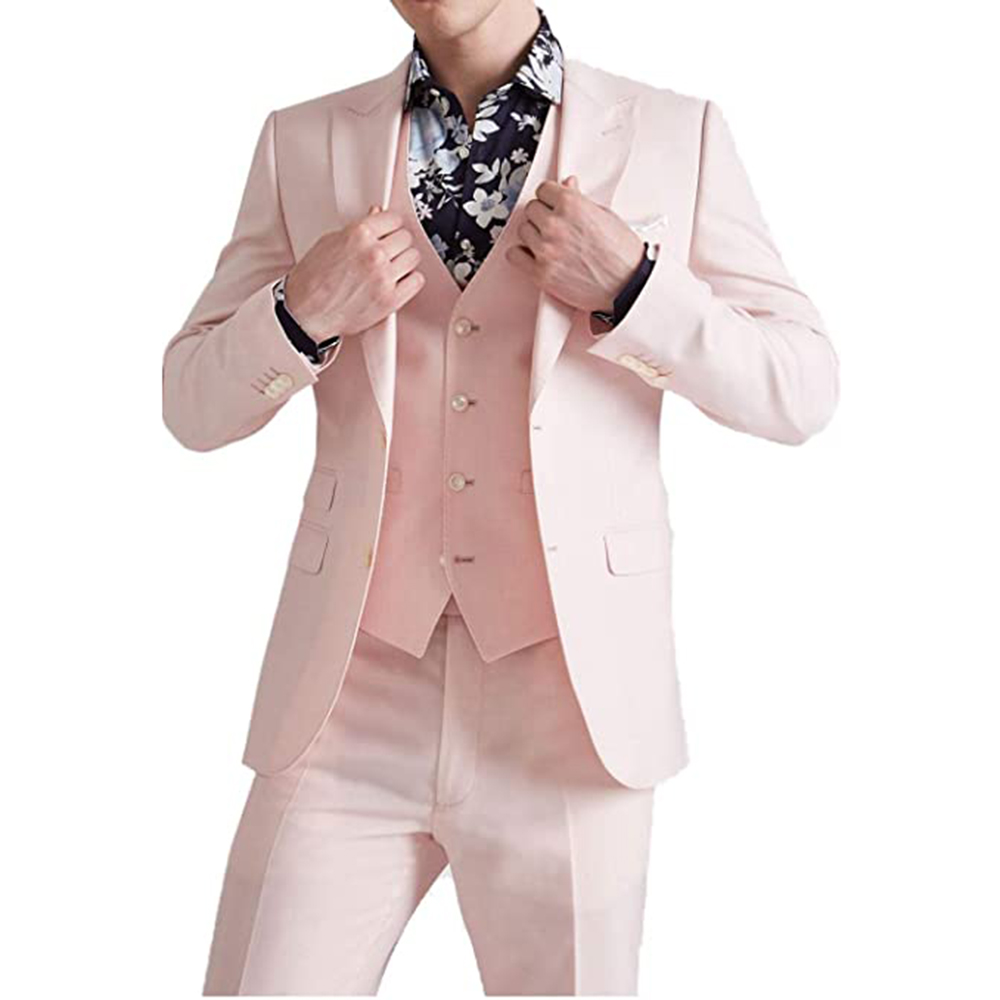 Men Formal Wear Pink - Letni różowy garnitur dla pana młodego,