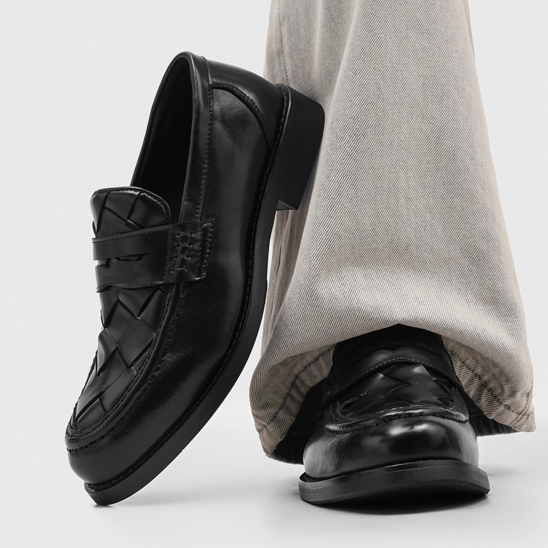 Men Formal Wear In Summer - Męskie ręcznie robione tkane mokasyny penny