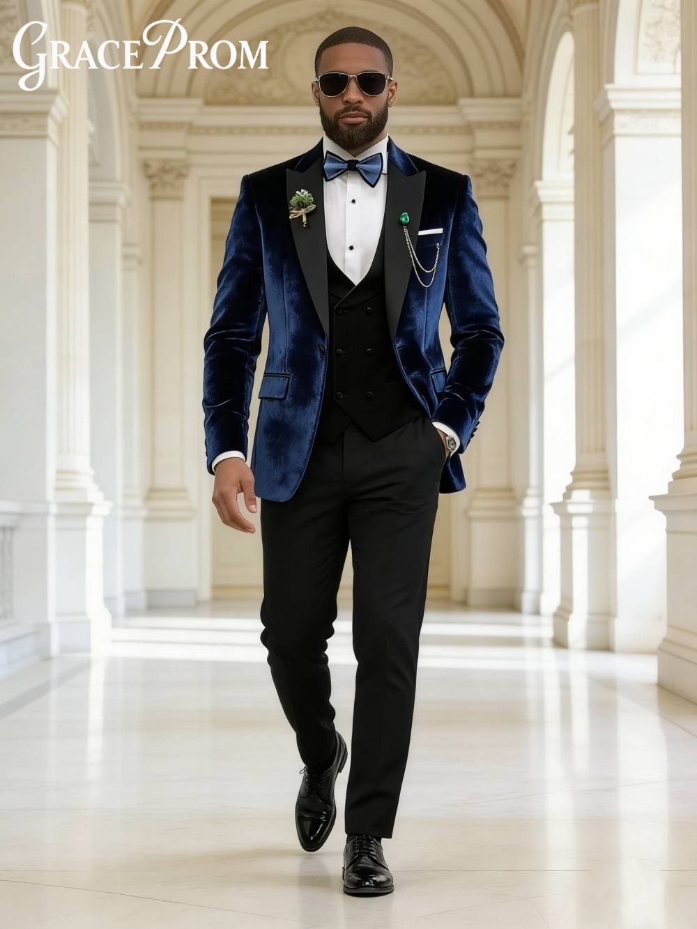 Men'S Formal Wear In Winter - Luksusowy aksamitny garnitur męski na jesień