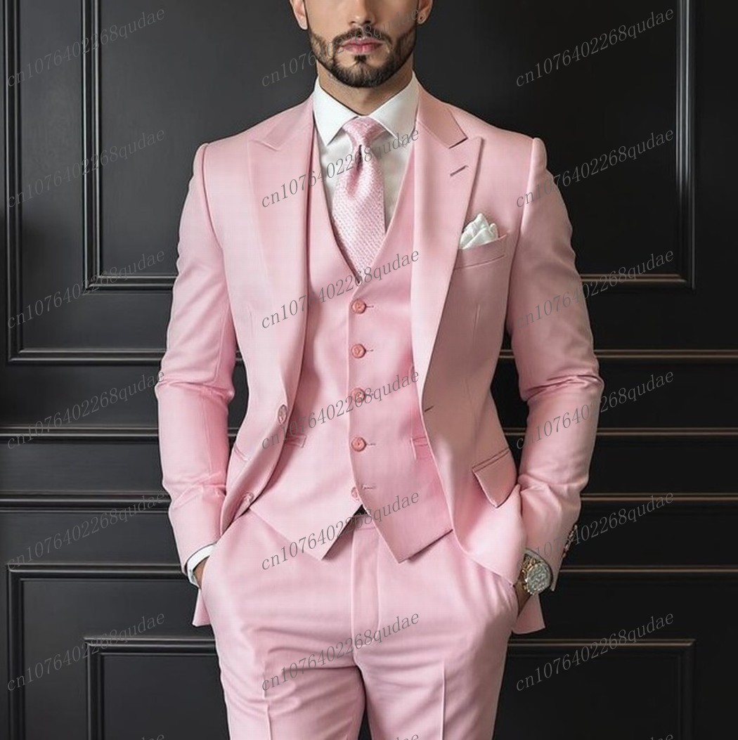 Men Formal Wear Pink - Różowy Garnitur Męski na Formalne Okazje