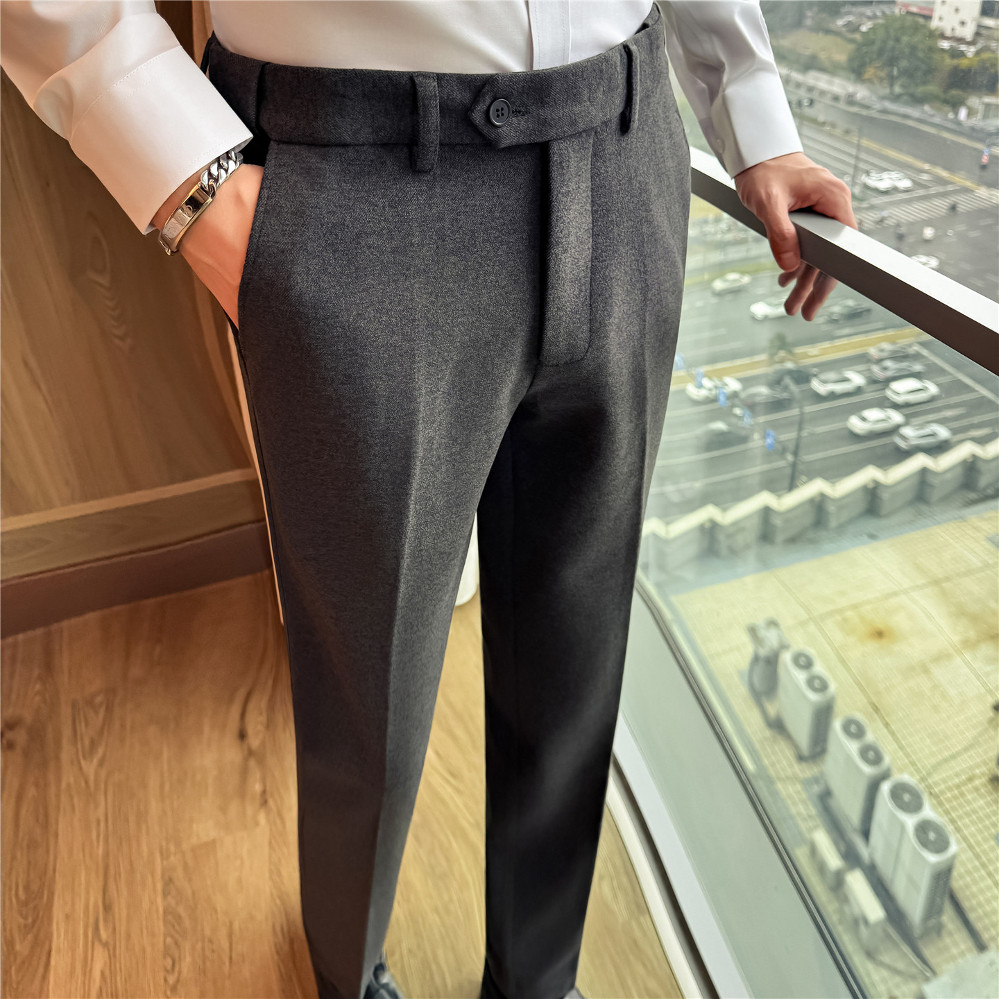 Men'S Formal Wear In Winter - Męskie spodnie garniturowe z mieszanki wełny,