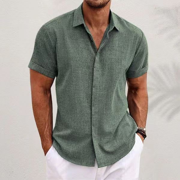 Men Linen Formal Wear - Męskie koszule codzienne w jednolitym kolorze,