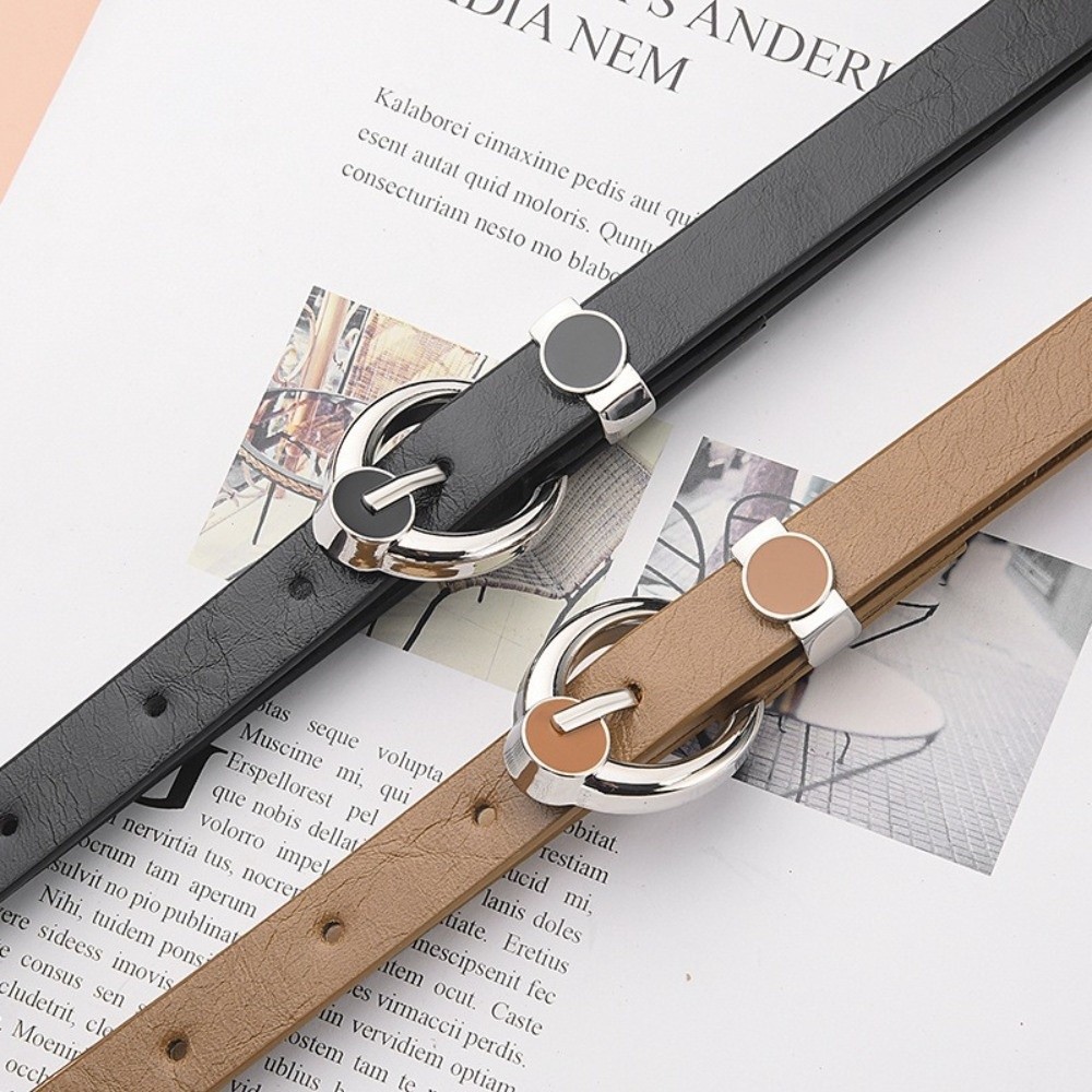 Formal Belt Leather Thin - Modny pasek z klamrą ze stopu