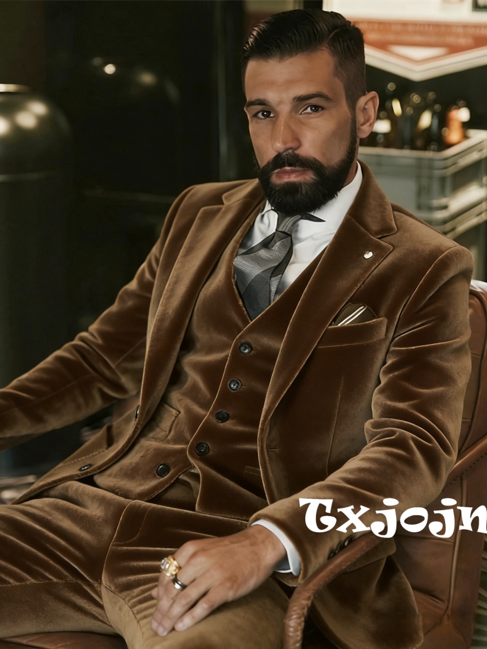 Men Formal Party Wear Outfit - Męskie garnitury welurowe 3-częściowe na studniówkę,