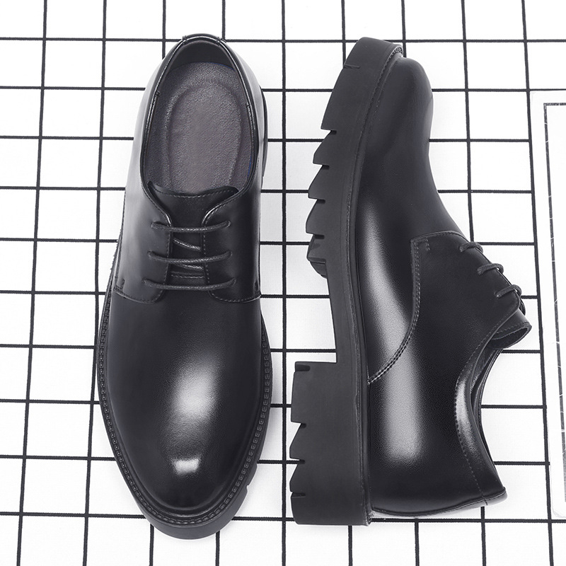 Men Formal Wear Dress - Męskie czarne skórzane sznurowane buty wizytowe