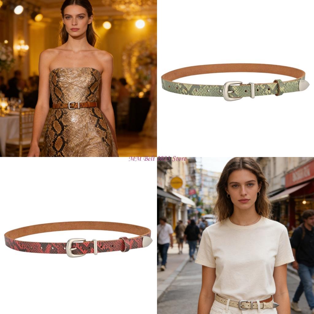 Formal Belt Leather Thin - 49ME Modny cienki pasek dla kobiet