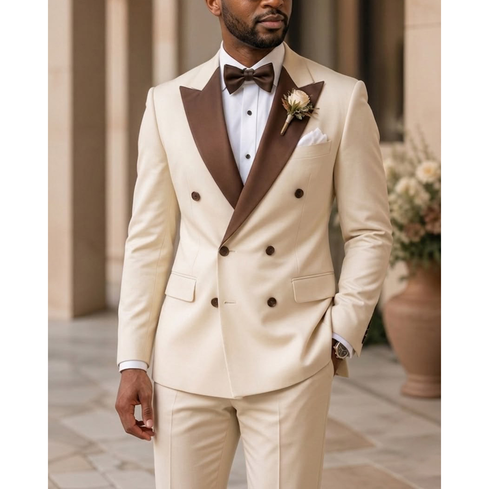 Men Formal Party Wear Outfit - Męski dwurzędowy smoking z ostrymi klapami,