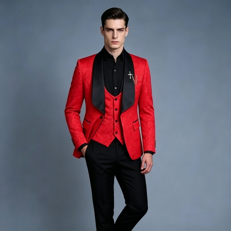 Męski różowo-biały trzyczęścio – Men Formal Wear Pink recenzja i cena