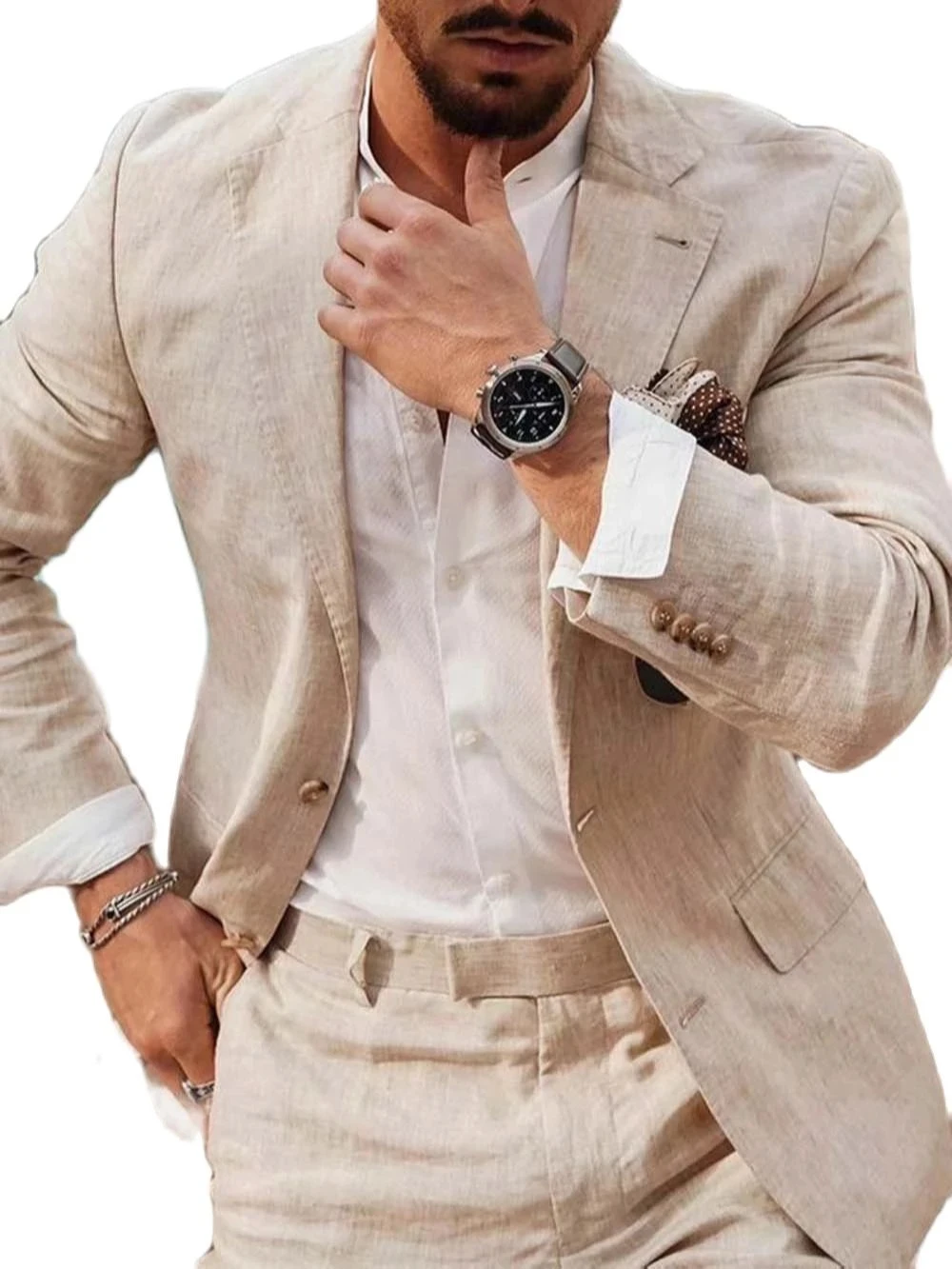 Letnie lniane garnitury męskie – Men Linen Formal Wear recenzja i cena