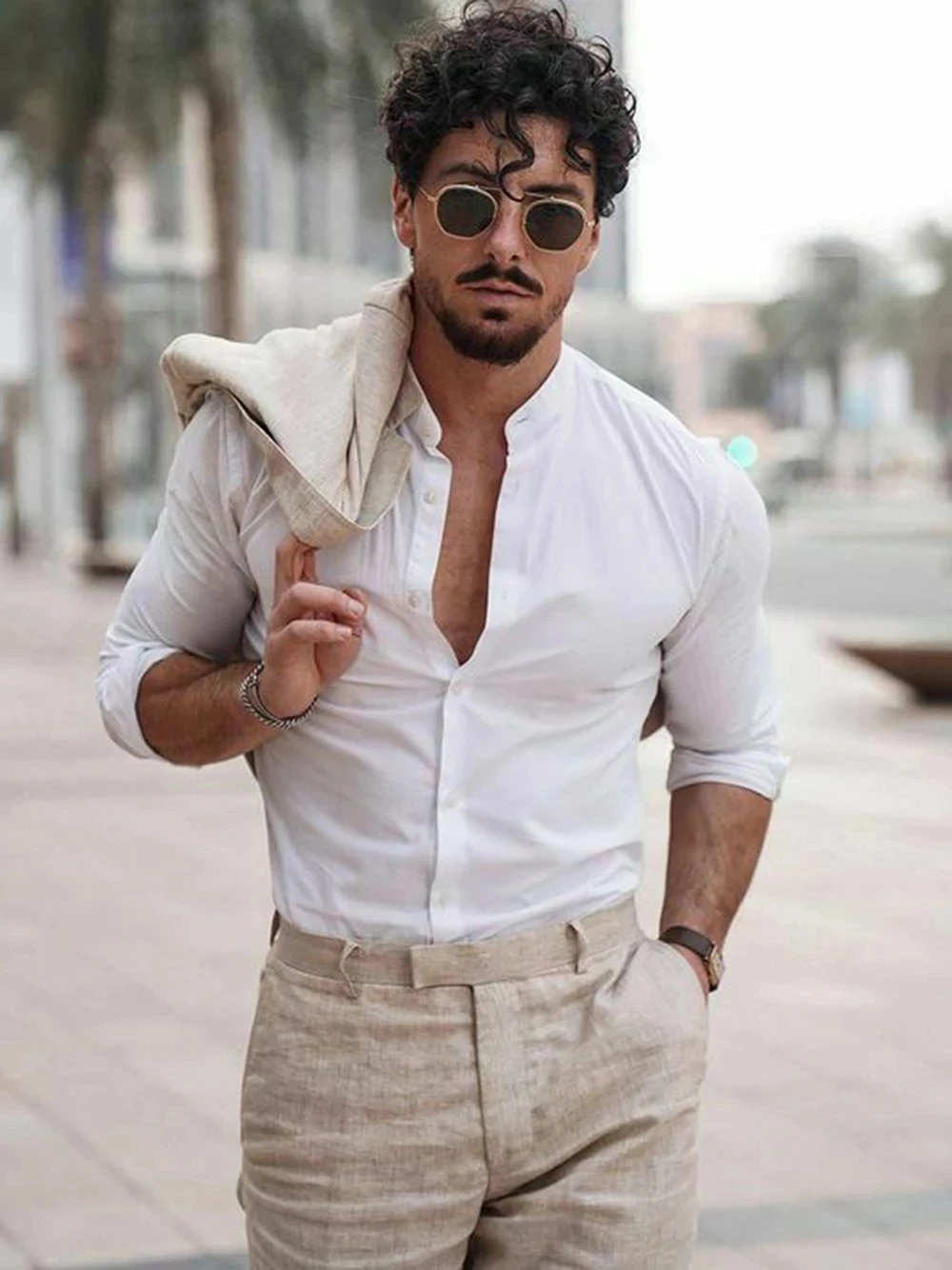 Letnie lniane garnitury męskie – Men Linen Formal Wear recenzja i cena