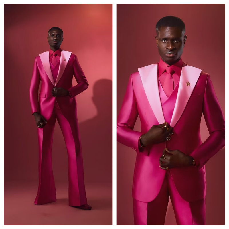 Różowo-czerwony garnitur męski – Men Formal Wear Pink recenzja i cena