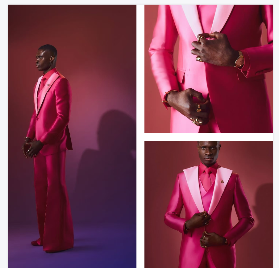 Różowo-czerwony garnitur męski – Men Formal Wear Pink recenzja i cena
