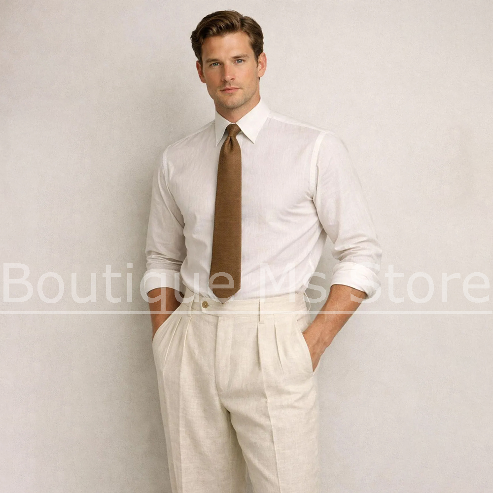 Męski lniany garnitur 3-części – Men Linen Formal Wear recenzja i cena