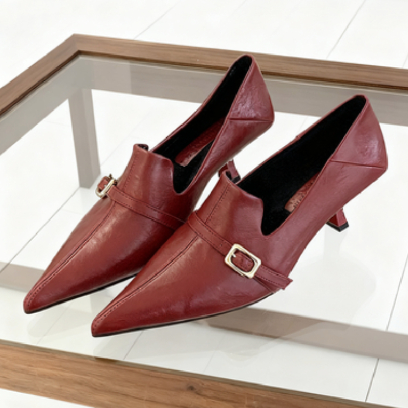 Eleganckie czółenka damskie na – Formal Belt Leather Thin recenzja i cena