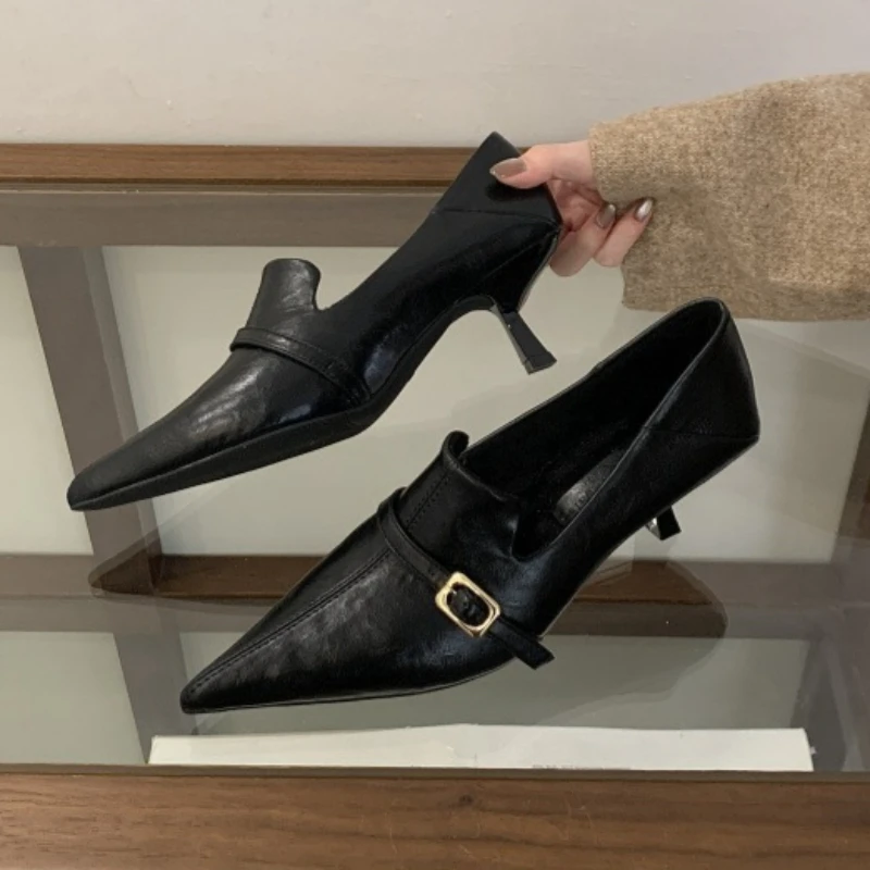 Eleganckie czółenka damskie na – Formal Belt Leather Thin recenzja i cena