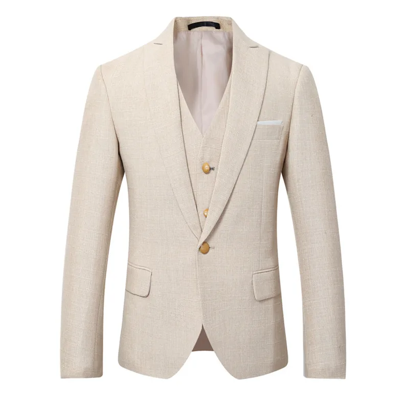 Beżowy garnitur męski w kolorz – Men Linen Formal Wear recenzja i cena