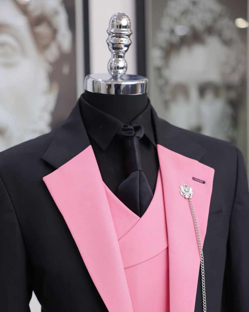 Luksusowy czarno-różowy męski  – Men Formal Wear Pink recenzja i cena