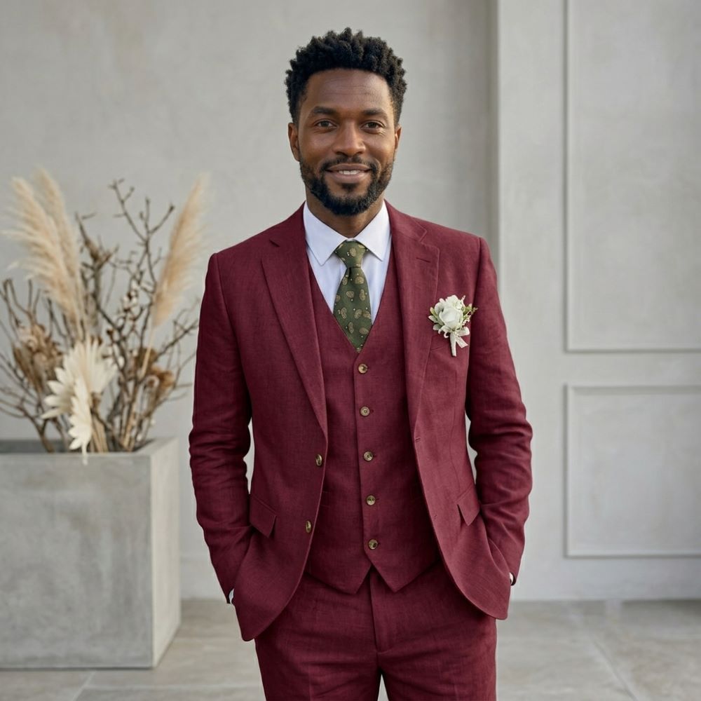 Lniane garnitury męskie z klap – Men Linen Formal Wear recenzja i cena