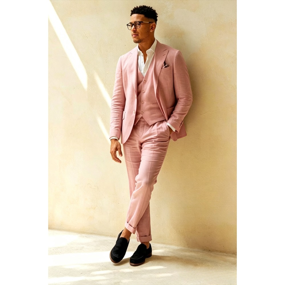 Zielone lniane garnitury ślubn – Men Linen Formal Wear recenzja i cena