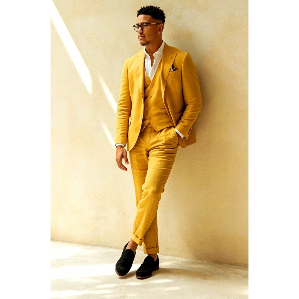 Zielone lniane garnitury ślubn – Men Linen Formal Wear recenzja i cena