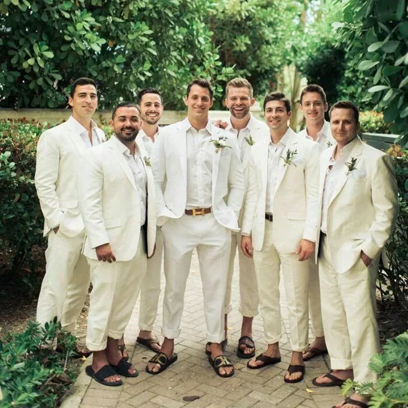 Lniany smoking ślubny dla mężc – Men Formal Wear In Summer recenzja i cena