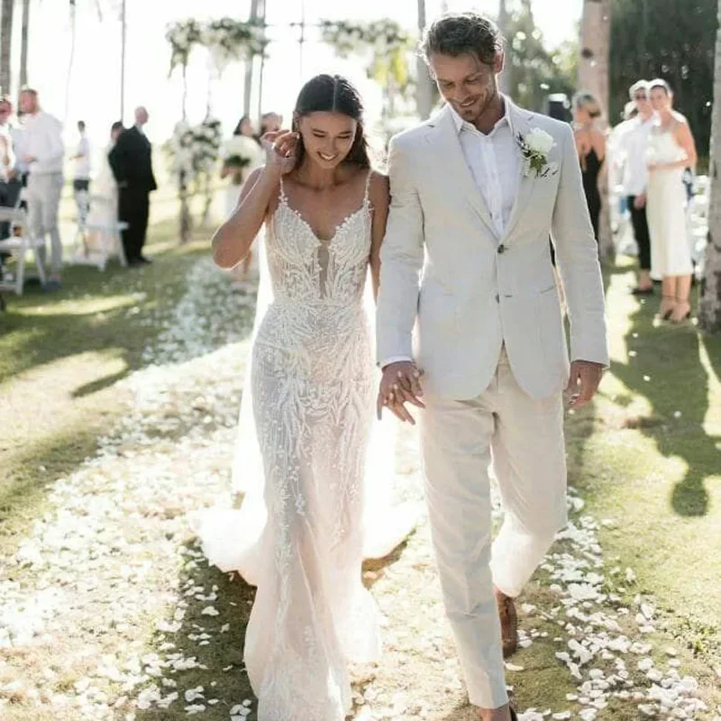 Lniany smoking ślubny dla mężc – Men Formal Wear In Summer recenzja i cena