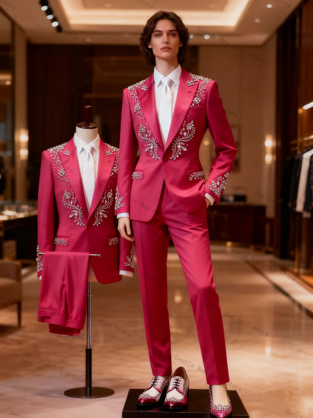 Różowy Garnitur Męski 2-części – Men Formal Wear Pink recenzja i cena