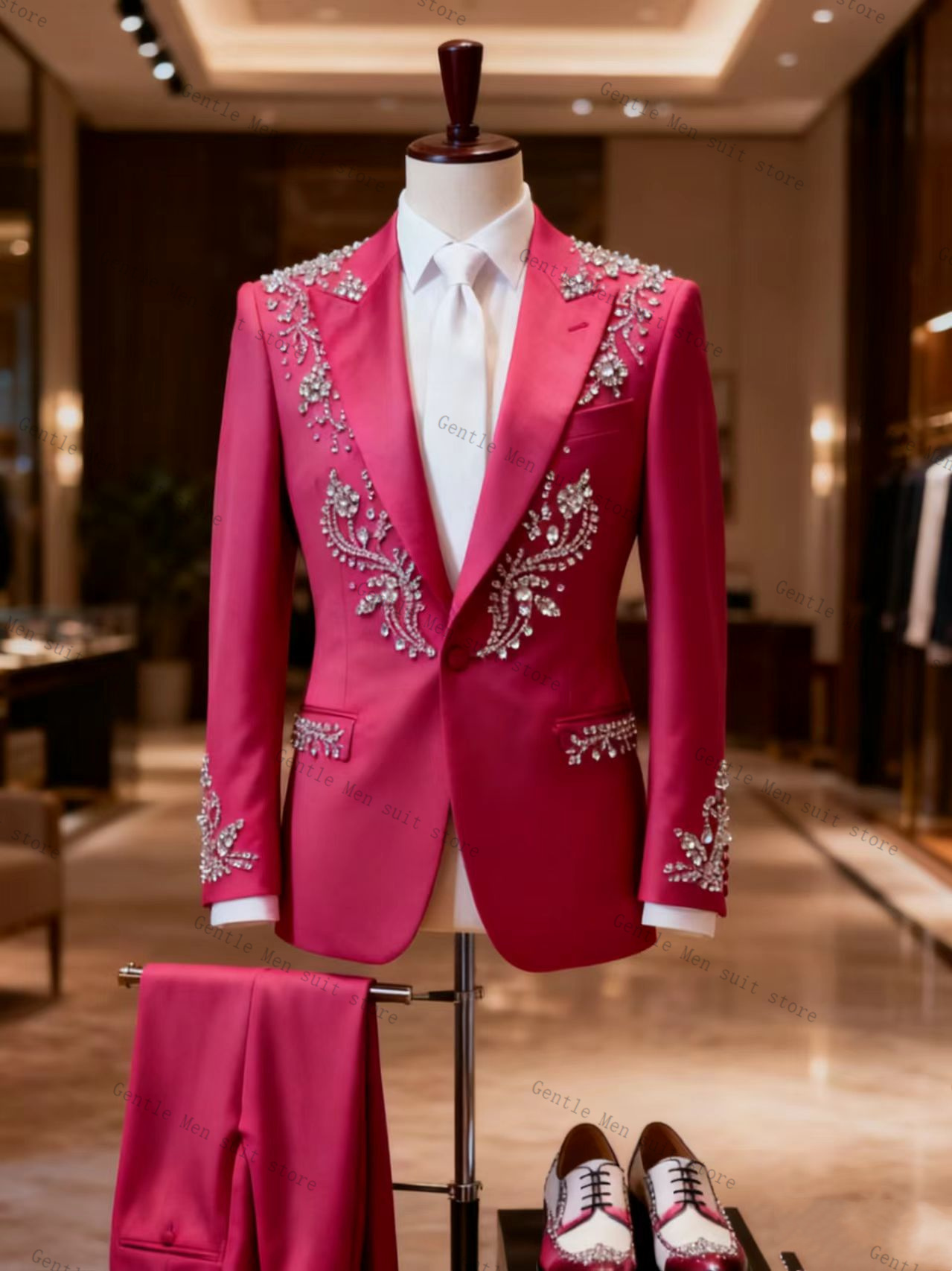 Różowy Garnitur Męski 2-części – Men Formal Wear Pink recenzja i cena