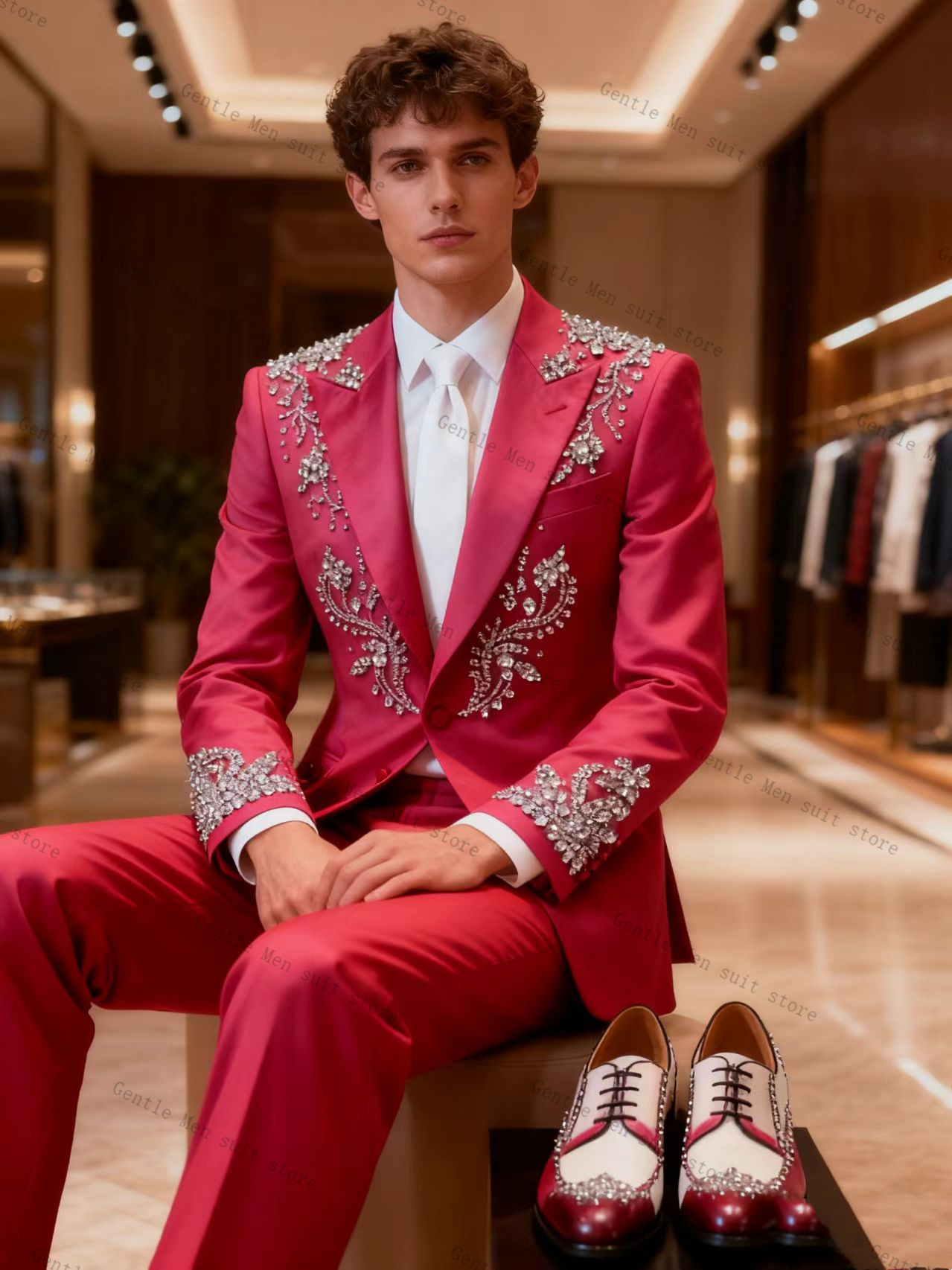 Różowy Garnitur Męski 2-części – Men Formal Wear Pink recenzja i cena