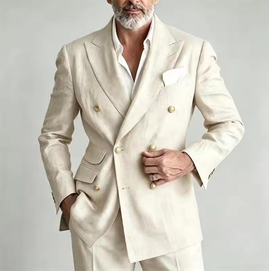 Męski lniany garnitur: marynar – Men Linen Formal Wear recenzja i cena