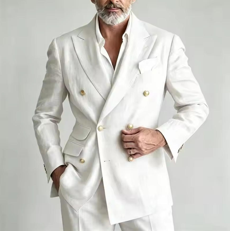 Męski lniany garnitur: marynar – Men Linen Formal Wear recenzja i cena