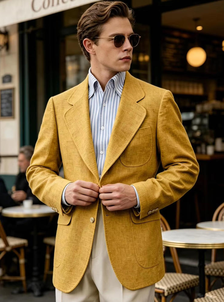 Lniana marynarka męska 1 szt.  – Men Formal Wear For Summer recenzja i cena