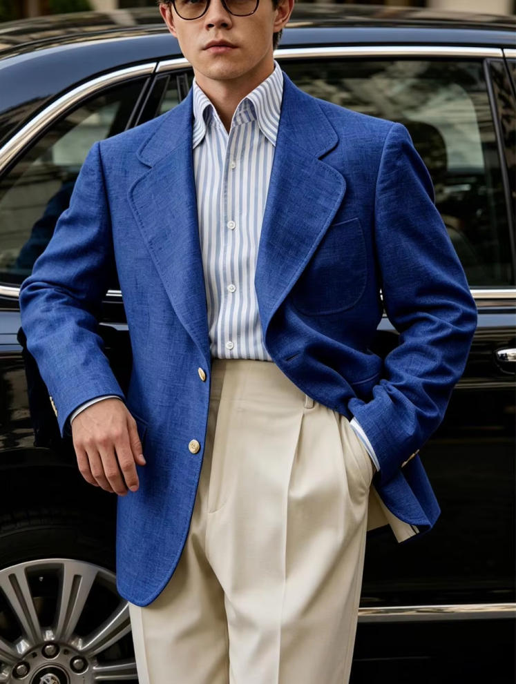 Lniana marynarka męska 1 szt.  – Men Formal Wear For Summer recenzja i cena