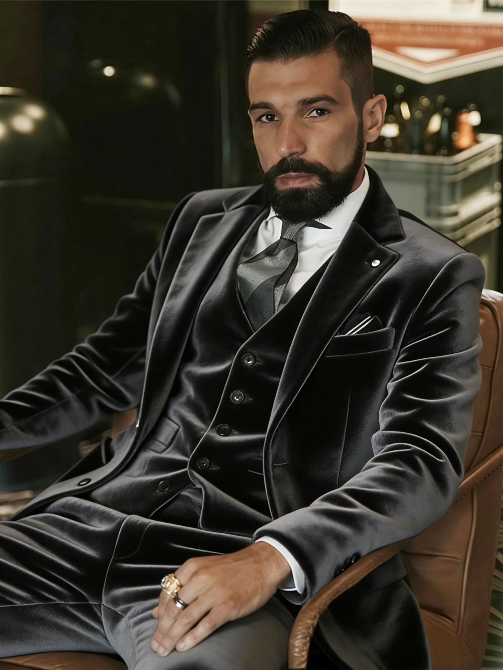 Męskie garnitury welurowe 3-cz – Men Formal Party Wear Outfit recenzja i cena