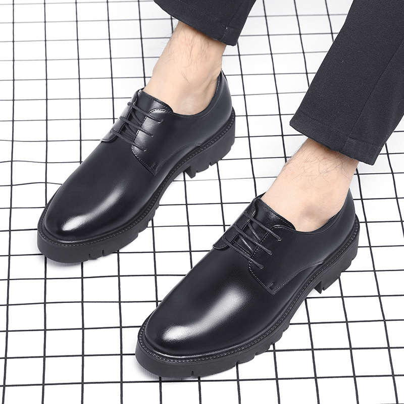 Męskie czarne skórzane sznurow – Men Formal Wear Dress recenzja i cena