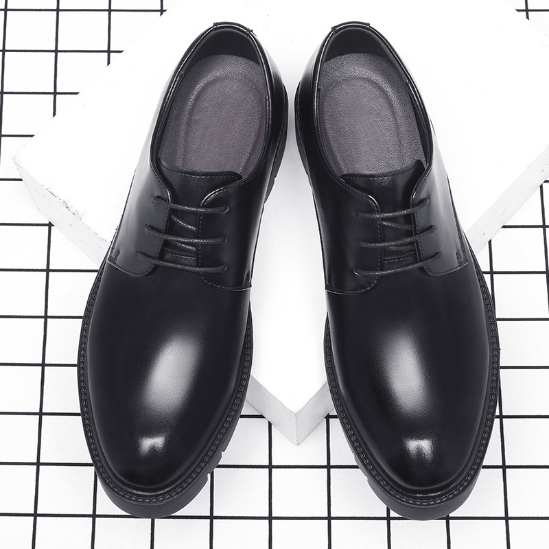 Męskie czarne skórzane sznurow – Men Formal Wear Dress recenzja i cena