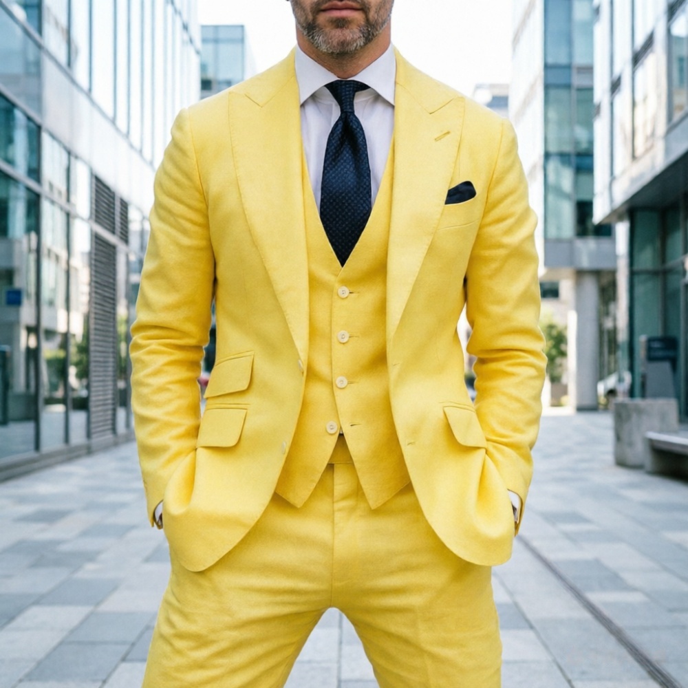 Błękitny lniany męski smoking  – Men Formal Wear In Summer recenzja i cena