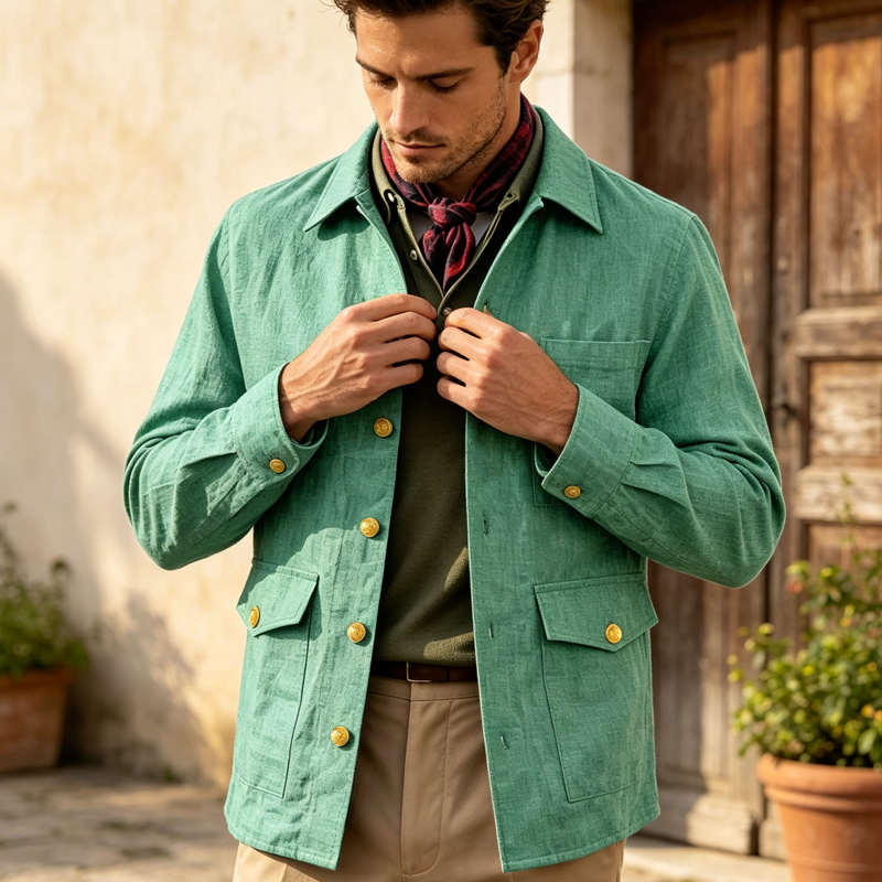 Męska lniana kurtka vintage z  – Men Linen Formal Wear recenzja i cena